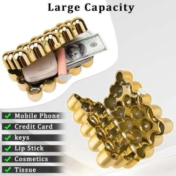 Gets Acrylic Clutch Purses for Women, Gold Evening Bag, Siver Crossbody Purse, Beaded Metallic Handbag Purse for Prom Party