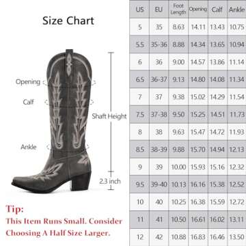 Ouepiano Black Cowboy Boots for Women Cowgirl Boots Western Boots Black Knee High Boots for Women Pu...