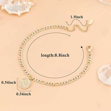 Gold Anklets for Women Dainty Zodiac Constellation Waterproof Ankle Bracelet Zodiac Sign Disc Leo Anklet 14K Real Gold Plated for Women