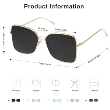 SOJOS Classic Trendy Square Oversized Sunglasses Womens Mens UV400 Big Large Designer Shades SJ1082, Gold/Grey