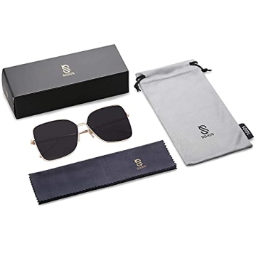 SOJOS Classic Trendy Square Oversized Sunglasses Womens Mens UV400 Big Large Designer Shades SJ1082, Gold/Grey