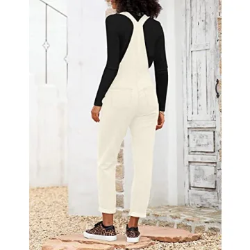 LookbookStore Women’s Trendy Denim Overalls Cannoli Cream Size S