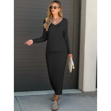 Stylish ANRABESS Women's 2 Piece Sweater Skirt Set 2024