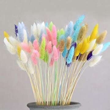 Color Life 110-120 Pcs Dried Natural Flowers Decoration, Dried Rabbit Tail Grass Flowers,Dried Pampas Grass, Used for Home, Wedding, Party, Theme Decoration,16in(Off White)