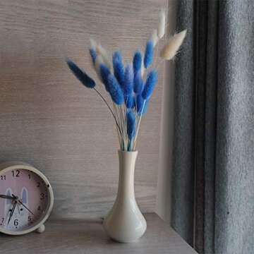 Color Life 110-120 Pcs Dried Natural Flowers Decoration, Dried Rabbit Tail Grass Flowers,Dried Pampas Grass, Used for Home, Wedding, Party, Theme Decoration,16in(Off White)