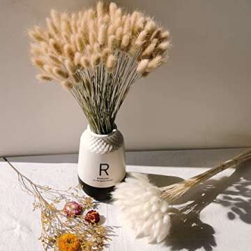 Color Life 110-120 Pcs Dried Natural Flowers Decoration, Dried Rabbit Tail Grass Flowers,Dried Pampas Grass, Used for Home, Wedding, Party, Theme Decoration,16in(Off White)