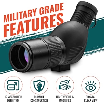 Roxant Blackbird Spotting Scope - Compact 12-36x50 High Definition Zoom