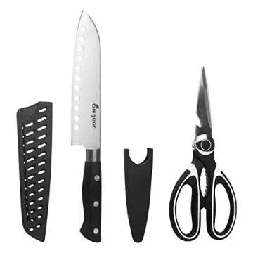 17pcs Backpacking Camping Cookware Kitchen Utensil BBQ Organizer Travel Mess Kit with Water Resistant Case, Cutting Board, Rice Paddle, Tongs, Scissors, Knife, Spork (17pcs (Army Green) [New Vision])