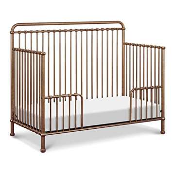 NAMESAKE Winston 4-in-1 Convertible Metal Crib in Vintage Gold, Greenguard Gold Certified