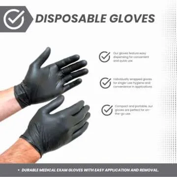Shamrock Black Latex Examination Gloves - Size Large Disposable