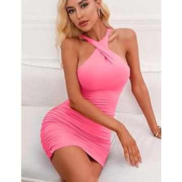 Kaximil Sexy Ruched Mini Dress for Parties and Nights Out