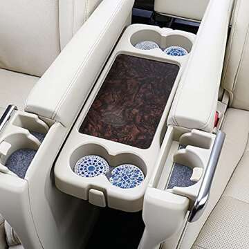 AD Car Coasters Set of 6 Drink- Absorbing Round Ceramic Stone Coaster with a Finger Notch for Easy R...