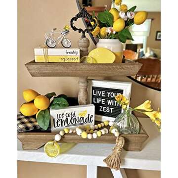 Felt Creative Home Goods Rustic Wood Two Tiered Tray Rectangle 2 Tier Serving Tray for Coffee Bar, K...