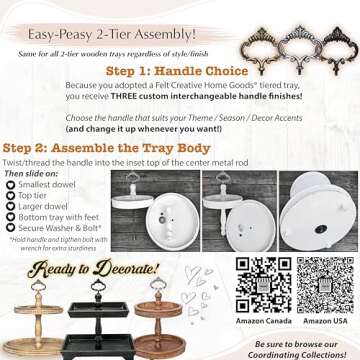 Rustic Wood Two Tier Serving Tray for Home Decor