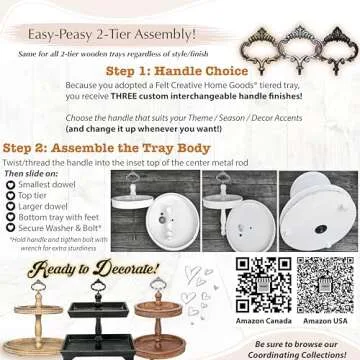 Rustic Wood Two Tier Serving Tray for Home Decor