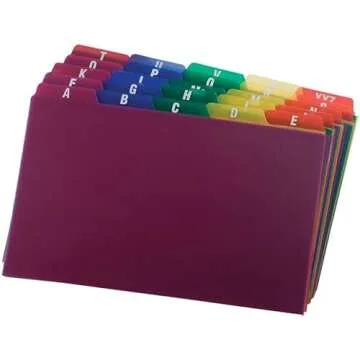 Oxford Poly Index Card Guides, Alphabetical, A-Z, Assorted Colors, 5" x 8" Size, 25 Guides per Set (73155)