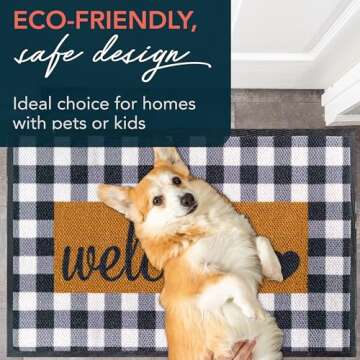 ubdyo Welcome Mat for Front Door Outside - Dirt Trapping Doormat Outdoor Entrance - Low Profile Welcome Matt Outdoor - Rubber Backing Anti Slip Door Mat - Regular 30'' x17'' (Checkered)