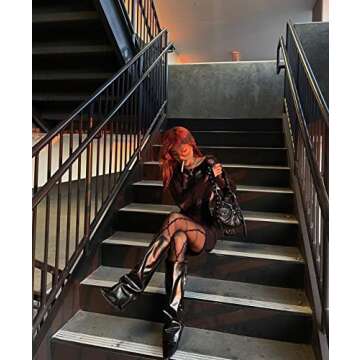 Linjianvhai Women Sexy Mini Dress Knit Mesh Cut Out Dress Backless Long Sleeve Ripped Bodycon Indie Girls Party Dress (Black, S)