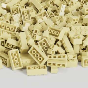 WEBRICK 300 Pcs Classic Building Bricks, Apricot Yellow Bulk Bricks,Compatible with Major Brands Parts and Pieces, Creative Building Block Toys for Boys Girls Ages 6 7 8 9 10 Year Old…