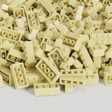 WEBRICK 300 Pcs Classic Building Bricks, Apricot Yellow Bulk Bricks,Compatible with Major Brands Parts and Pieces, Creative Building Block Toys for Boys Girls Ages 6 7 8 9 10 Year Old…