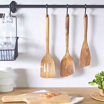 FAAY 3-in-1 Wooden Spatulas: Eco-Friendly, Handmade Kitchen Utensils for All Cooking Needs