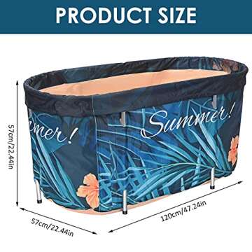 Portable Bathtub,Foldable Soaking Bathing Tub Separate Family Bathroom SPA Tub Hot Ice Bath Thermal Foam Keep Temperature Non-Inflatable Tub Oval Bathtubs for Showers, with Lids