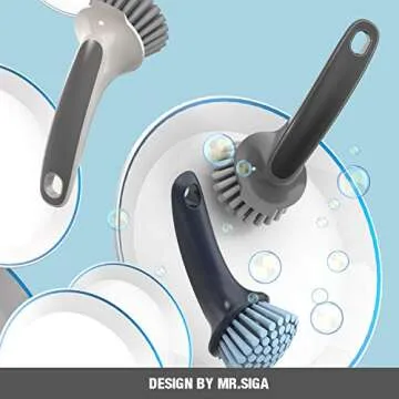 MR.SIGA Pot and Pan Cleaning Brush, Dish Brush for Kitchen, Pack of 2