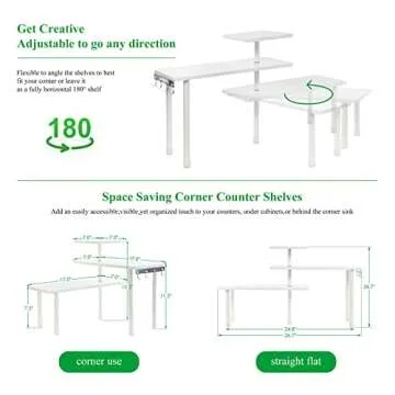 Ollieroo Kitchen Counter Shelf Organizer, 3 Tier Corner Shelf Bamboo Bathroom Countertop Organizer w...