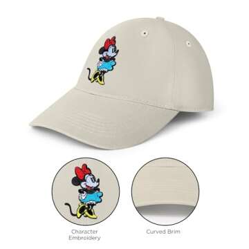 Disney Women's Standard Adult Baseball Cap, Minnie Mouse Adjustable Dad Hat, Khaki, ONE Size