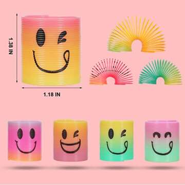 AZEN 120 Pcs Mini Spring Party Favors for Kids 3-5 4-8, Goodie Bags Stuffers for Birthday Party, Classroom Prizes Kids Prizes, Small Bulk Toys Gifts (4 Smile)