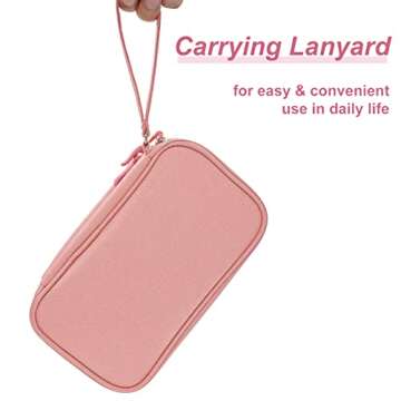 Bevegekos Tech Organizer Travel Case, Carry On Essentials Pouch Bag for Electronics & Accessories (Light Pink, Medium)
