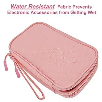 Bevegekos Tech Organizer Travel Case, Carry On Essentials Pouch Bag for Electronics & Accessories (Light Pink, Medium)