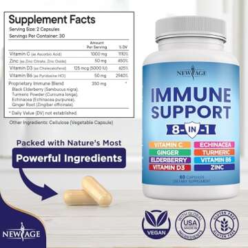 NEW AGE 8 in 1 Immune Support Booster with Echinacea, Vitamin C, Zinc & More