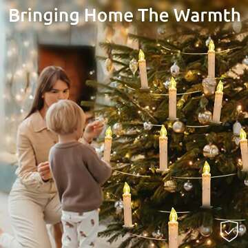 koopower 40 Pack LED Battery Powered Christmas Tree Candles, LED Taper Candles with Timer, Remote, Clips, for Halloween Chirstmas Tree Party Decorations Wedding/Birthday