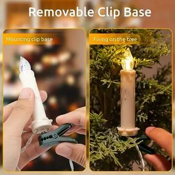 koopower 40 Pack LED Battery Powered Christmas Tree Candles, LED Taper Candles with Timer, Remote, Clips, for Halloween Chirstmas Tree Party Decorations Wedding/Birthday