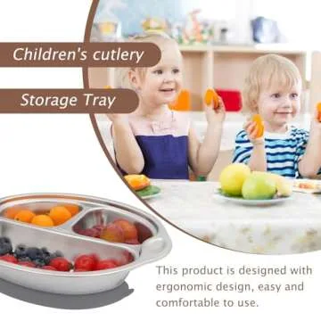 Stainless Steel Baby Suction Plates: Divided Plates Designed for Babies and Toddlers, Made of 100% Food-Grade Materials Ideal for Baby-Led Weaning BPA-Free Toddler Feeding Dishwasher Safe Gray