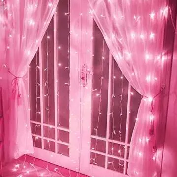 amadecohome Curtain Lights, Pink Room Decor 8 Modes LED String Lights for Garden, Teen Girls' Room, ...