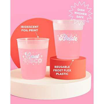 xo, Fetti Bachelorette Party Decorations Last Disco Reusable Cups - 16 Frost Flex Cups | 70s Disco Bach Bridal Shower Gift, Cowgirl Bride Bridesmaid Favors