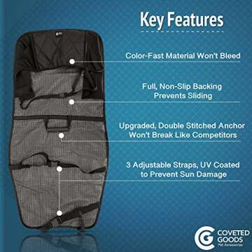 Birsppy Pet Front Seat Cover for Dogs, Luxury Edition, Heavy Duty & Waterproof, Fits Cars, SUVs, Trucks, Washable, Non-Slip, Quilted, Padded, Black, Dog Safety Belt Included