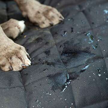 Birsppy Pet Front Seat Cover for Dogs, Luxury Edition, Heavy Duty & Waterproof, Fits Cars, SUVs, Trucks, Washable, Non-Slip, Quilted, Padded, Black, Dog Safety Belt Included