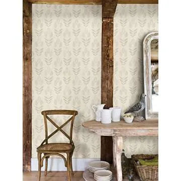 NuWallpaper Cream Folk Tulip Peel & Stick Wallpaper