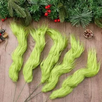 Thiccywoov 10 Pcs Lime Green Furry Christmas Tree Picks Glitter Curly Berry Ornaments Lime Fake Christmas Candy Picks for Tree Wreath Crafts Vase Filler Home