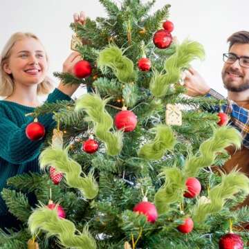 Thiccywoov 10 Pcs Lime Green Furry Christmas Tree Picks Glitter Curly Berry Ornaments Lime Fake Christmas Candy Picks for Tree Wreath Crafts Vase Filler Home