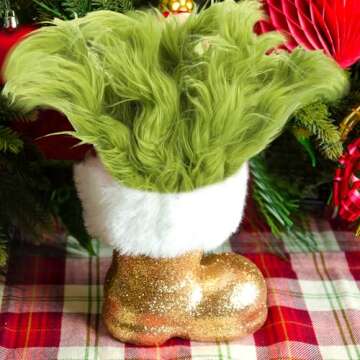 Thiccywoov 10 Pcs Lime Green Furry Christmas Tree Picks Glitter Curly Berry Ornaments Lime Fake Christmas Candy Picks for Tree Wreath Crafts Vase Filler Home