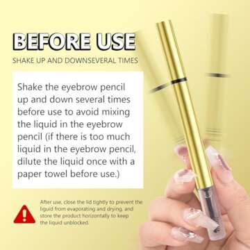 Microblading Eyebrow Pen - 2-in-1 Dual-Ended Waterproof Eye Brow Pen with 4-Fork-Tip Brow Pen and Precise Brush Create Natural Looking Defined Eyebrows Last All Day