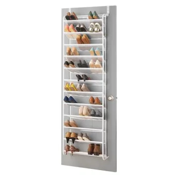 Whitmor Over the Door Shoe Organizer - Holds up to 36 Pairs of Shoes - Metal & Mesh - White