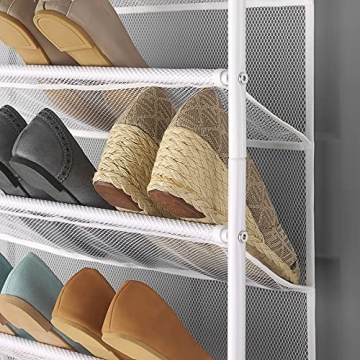 Whitmor Over the Door Shoe Organizer - Holds up to 36 Pairs of Shoes - Metal & Mesh - White