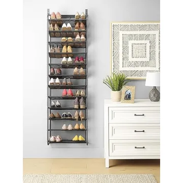 Whitmor Over the Door Shoe Organizer - Holds up to 36 Pairs of Shoes - Metal & Mesh - White