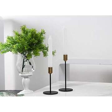 Elegant Brass Gold Black Candlestick Holder Set for Decor