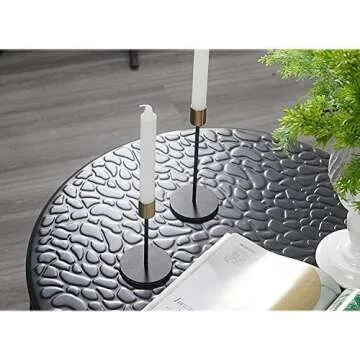 Elegant Brass Gold Black Candlestick Holder Set for Decor